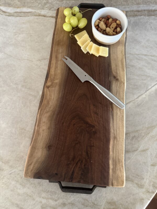 Walnut Board, large with metal handles #1