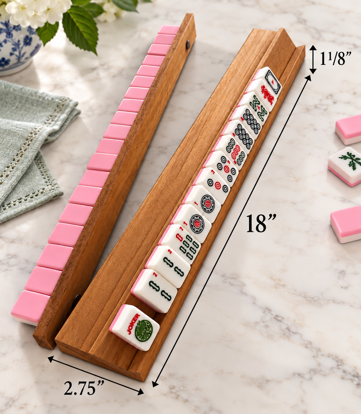 handmade wooden mah jongg racks, 18"
